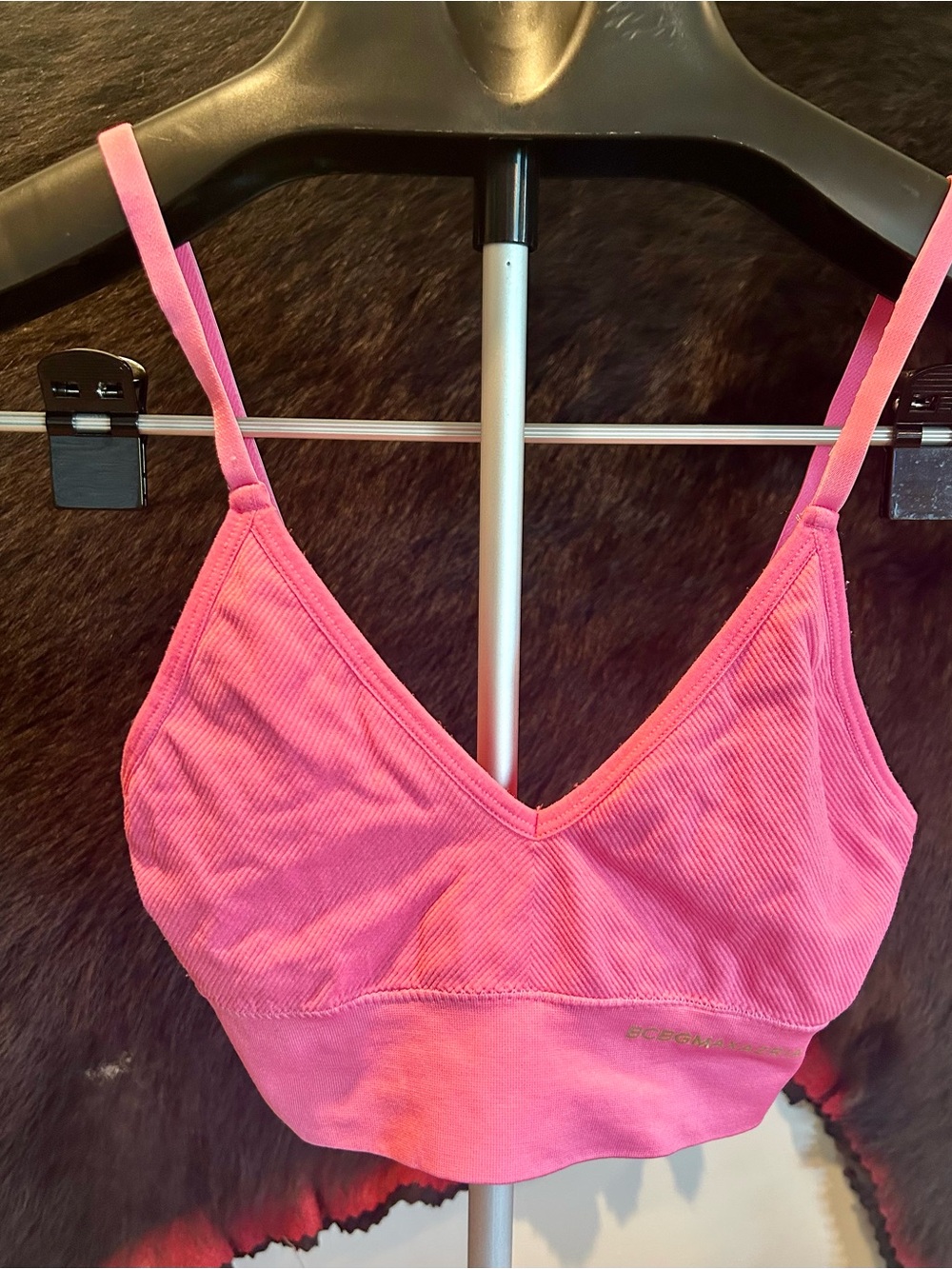 BCBGMAXAZRIA Pink Women's Ribbed Bralette Top